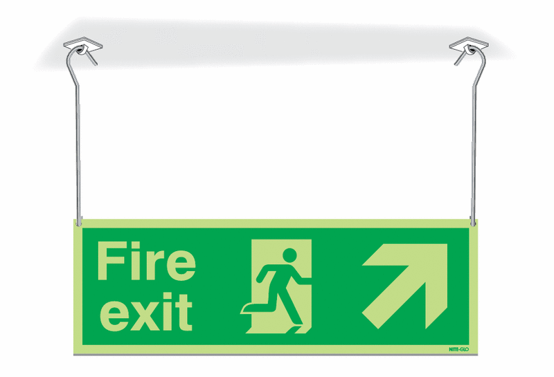 Nite-Glo Fire Exit Running Man/Arrow Up Right Hanging Signs