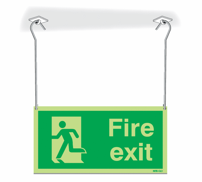 Nite-Glo Fire Exit Running Man Left Hanging Signs