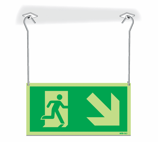 Nite-Glo Running Man Right/Diagonal Down Arrow Hanging Signs