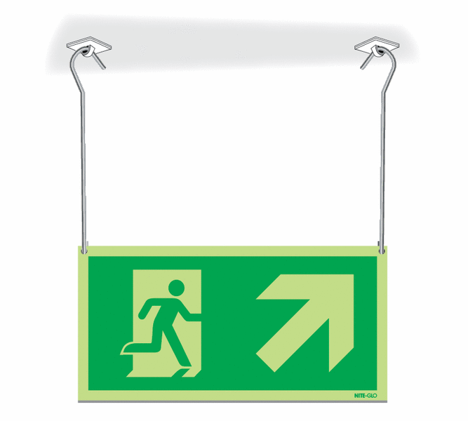 Nite-Glo Running Man & Arrow Diagonal Down Right Hanging Sign