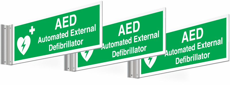 3 Pack AED Automated External Defib Corridor Signs