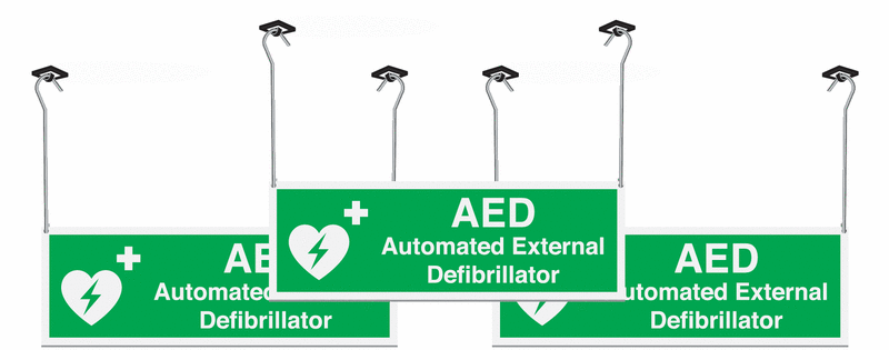 3 Pack AED Automated External Defib Hanging Signs