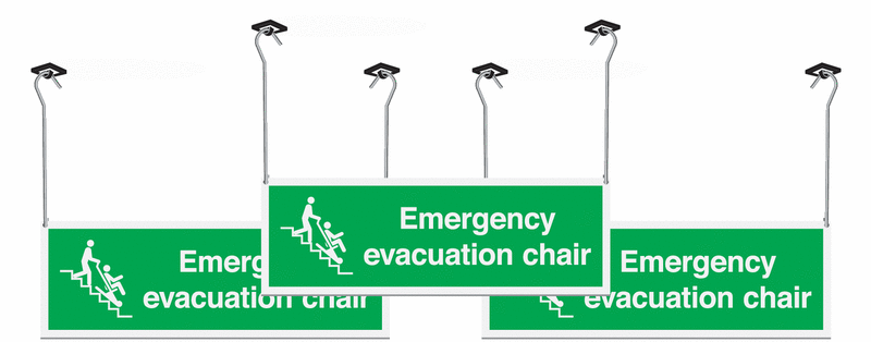 3 Emergency Evacuation Chair Hanging Signs