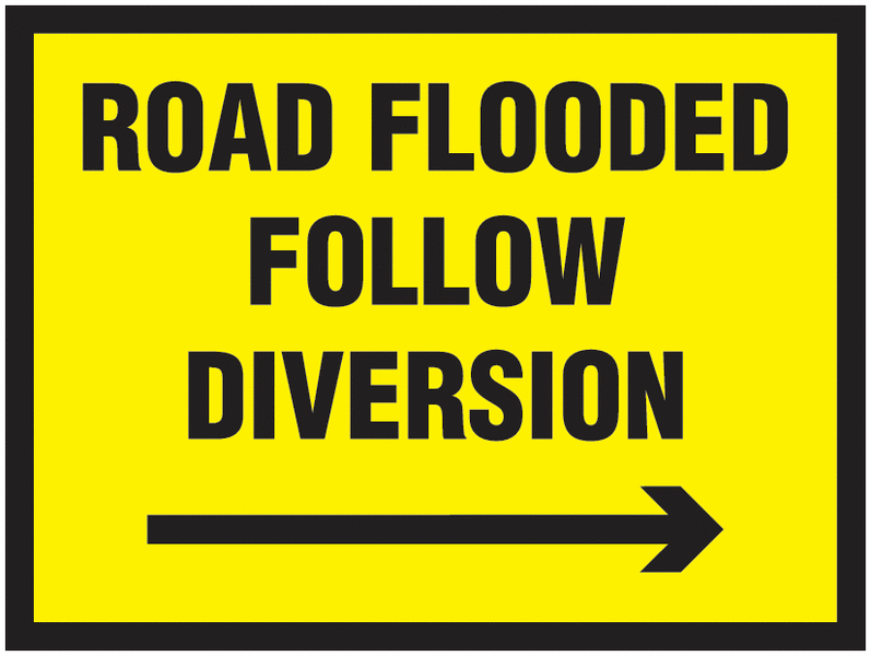 Traffic Signs - Road Flooded Follow Diversion Right