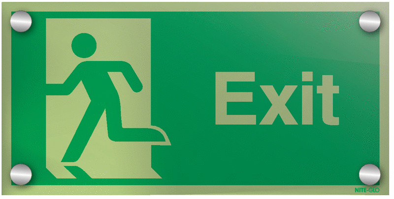 Nite-Glo Acrylic Exit Running Man Left Signs