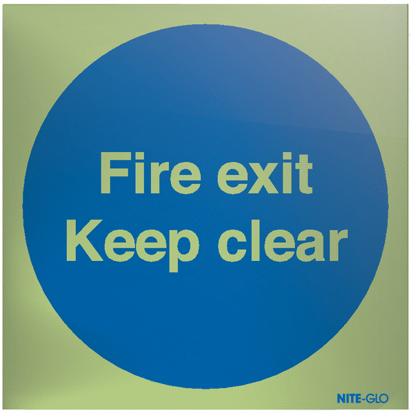 Nite-Glo Acrylic Fire Exit Keep Clear Signs