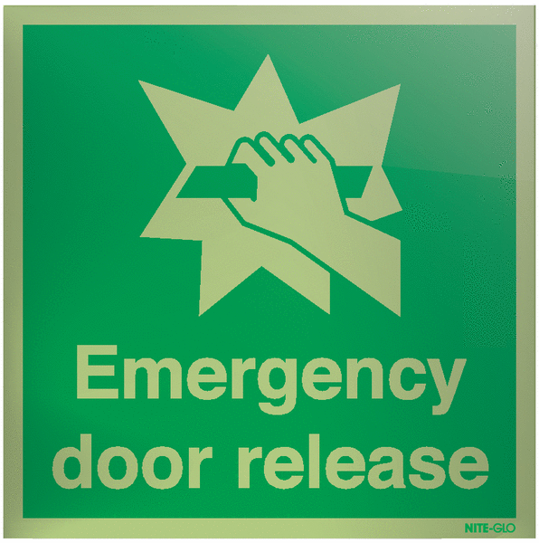 Nite-Glo Acrylic Emergency Door Release Signs