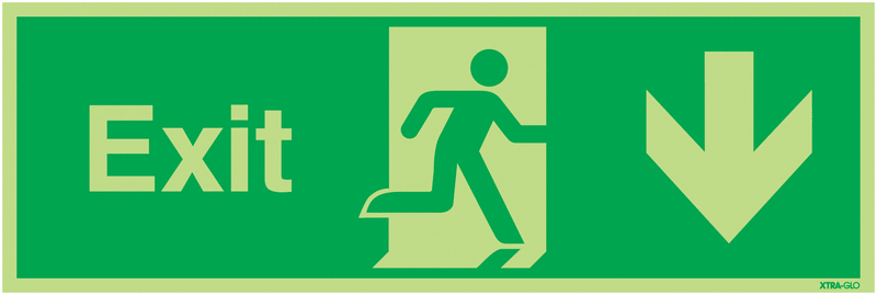 Xtra-Glo Exit Running Man & Arrow Down Signs