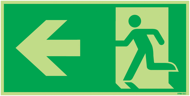 Xtra-Glo Fire Exit Running Man/Arrow Left Signs
