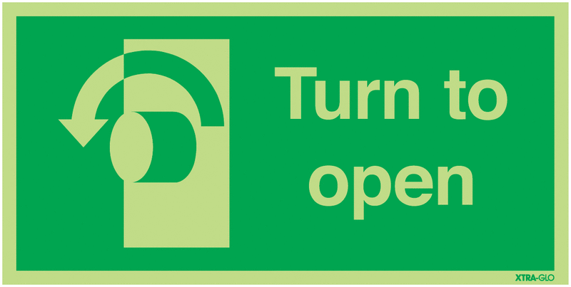 Xtra-Glo Turn To Open Anti-Clockwise Signs