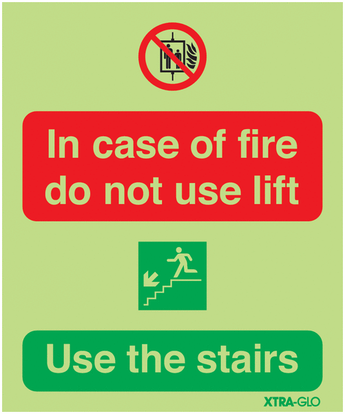 Xtra-Glo In Case Of Fire/Use Stairs Signs