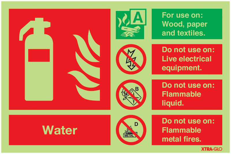 Xtra-Glo Water Fire Extinguisher For Use On Signs