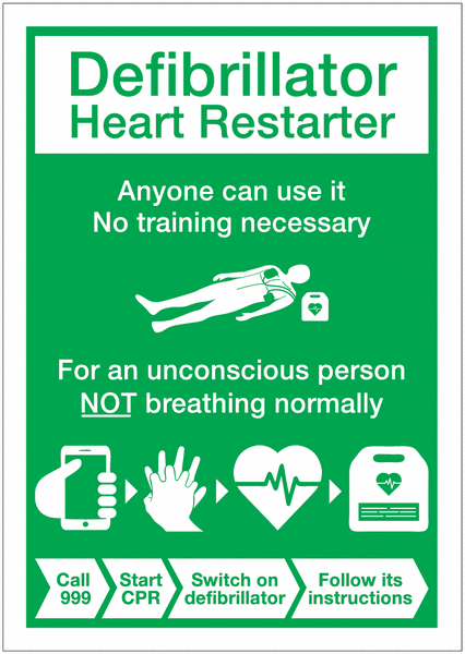 Defibrillator User Guide Signs