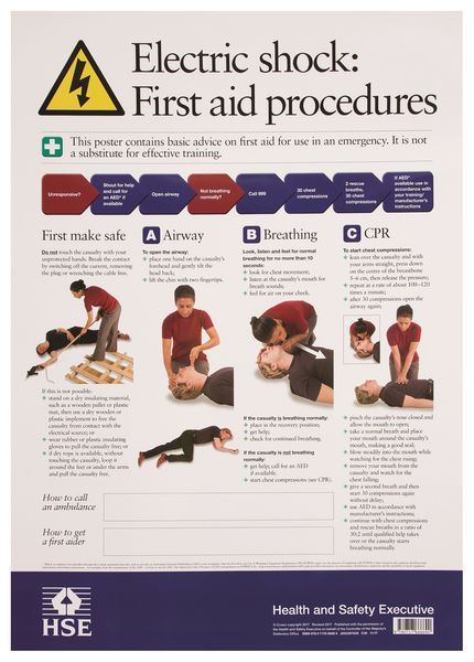 HSE First Aid For Electric Shock Poster