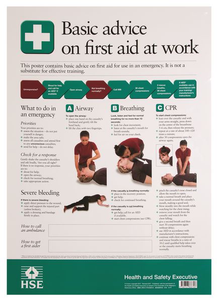 HSE First Aid Basic Advice Poster