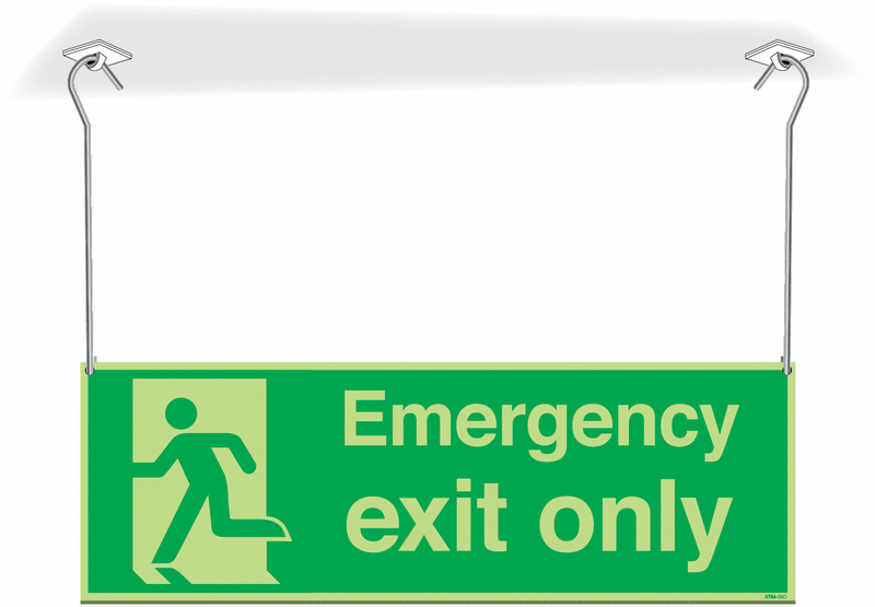 Xtra-Glo Double-sided Emergency Exit Only Hanging Signs