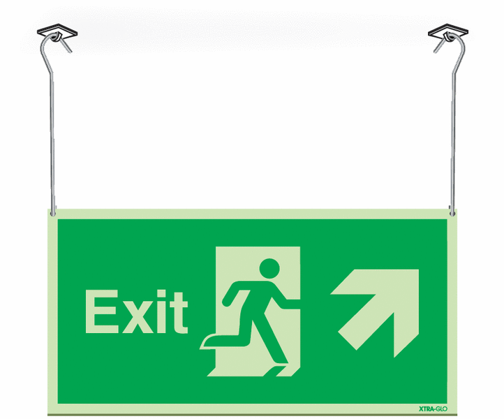 Xtra-Glo Double-sided Exit Man/Arrow Up Right Hanging Signs