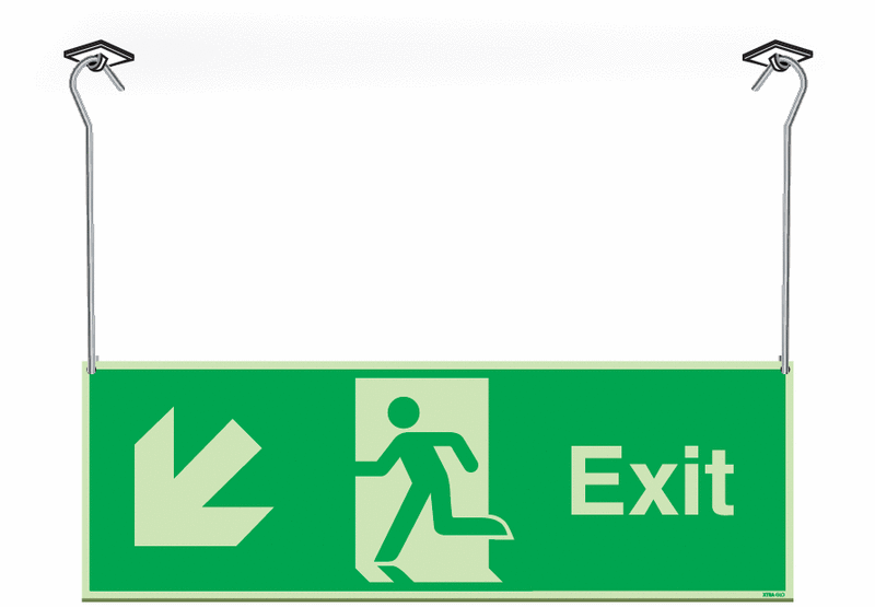 Xtra-Glo Double-sided Exit Man/Arrow Down Left Hanging Signs