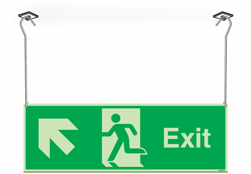 Xtra-Glo Double-sided Exit Man/Arrow Up Left Hanging Signs