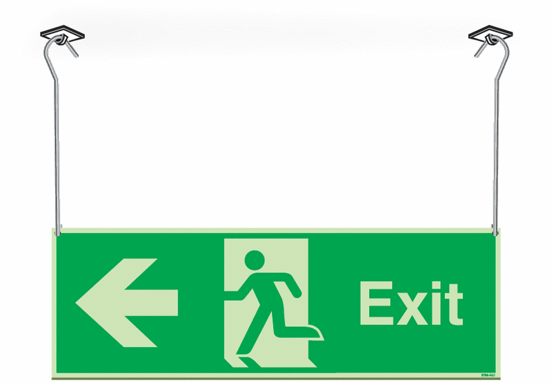Xtra-Glo Double-sided Exit Man/Arrow Left Hanging Signs