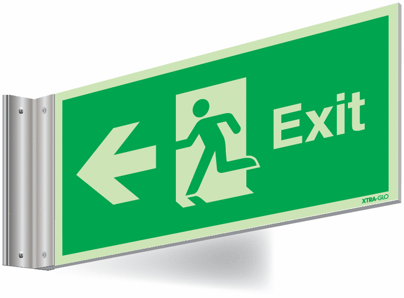 Xtra-Glo Double-sided Exit Man/Arrow Left Corridor Signs