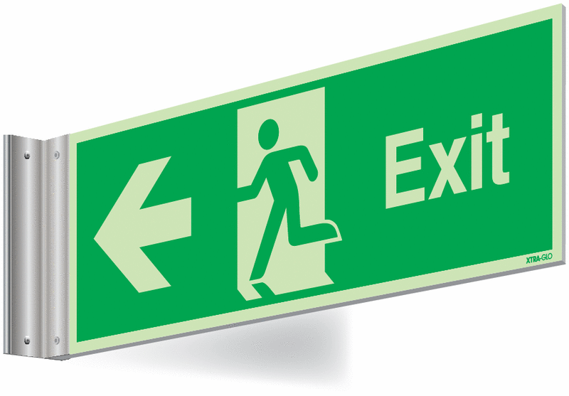 Xtra-Glo Double-sided Exit Man/Arrow Left Corridor Signs