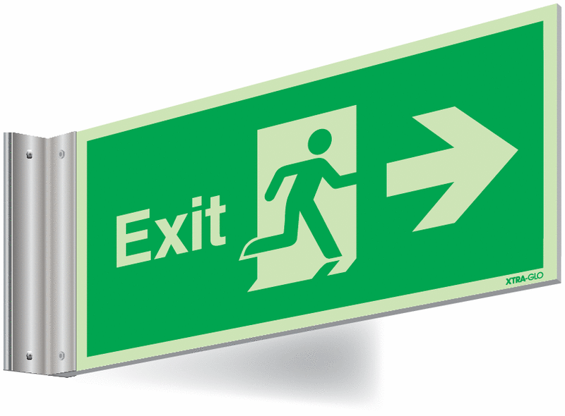 Xtra-Glo Double-sided Exit Man/Arrow Right Corridor Signs