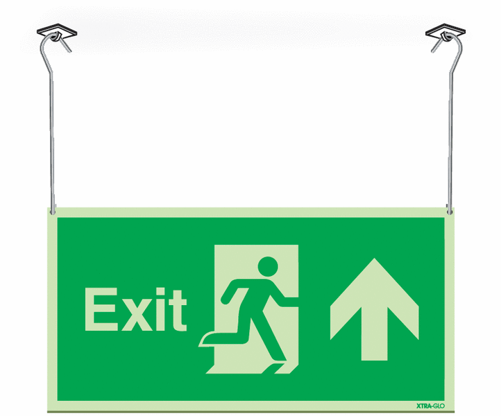 Xtra-Glo Double-sided Exit Man/Arrow Up Hanging Signs