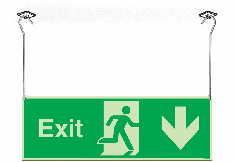 Xtra-Glo Double-sided Exit Man/Arrow Down Hanging Signs