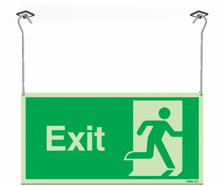 Xtra-Glo Double-sided Exit Running Man Right Hanging Signs