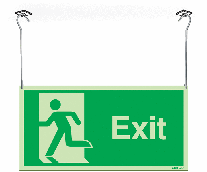Xtra-Glo Double-sided Exit Running Man Left Hanging Signs