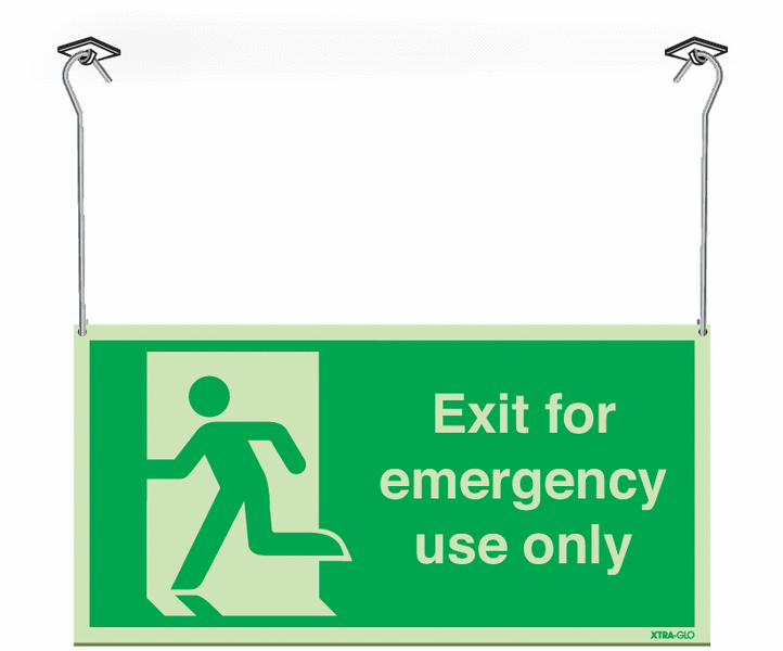 Xtra-Glo Double-sided Exit For Emergency Only Hanging Signs