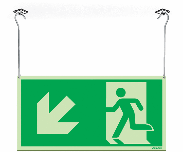 Xtra-Glo Double-sided Running Man/Arrow Down Left Hanging Sign