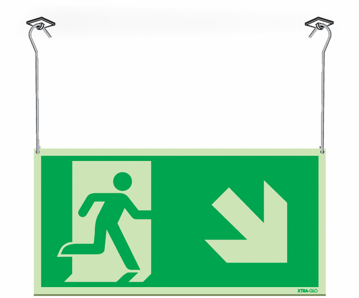 Xtra-Glo Double-sided Running Man/Arrow Down Right Hanging Sign