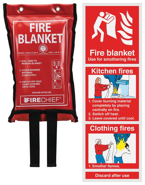 Fire Blanket & Instruction Sign Bundle Kit