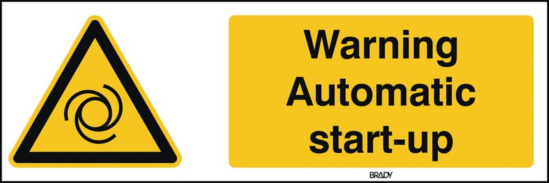 ToughWash - Warning Automatic Start-Up Sign