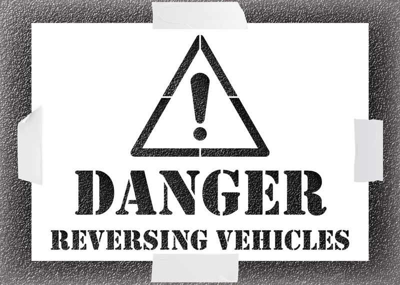 Reusable Stencil - Danger Reversing Vehicle