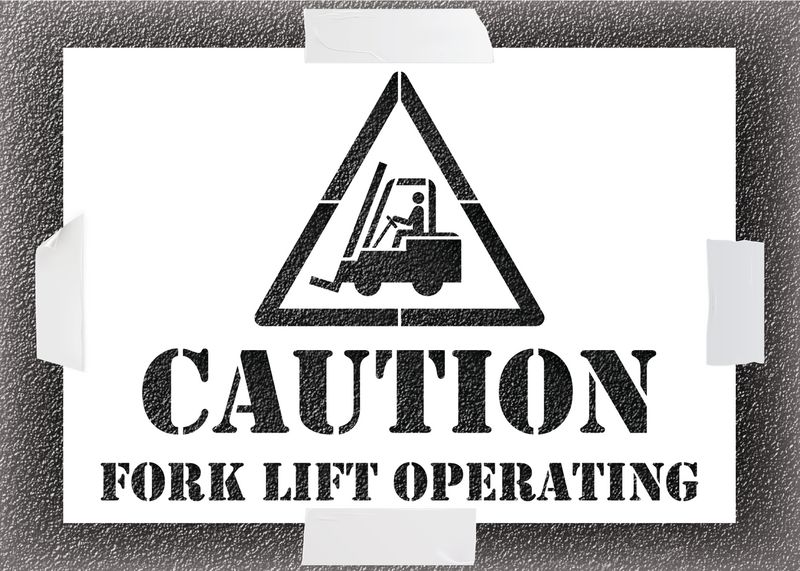 Reusable Stencil - Caution Forklift Operating