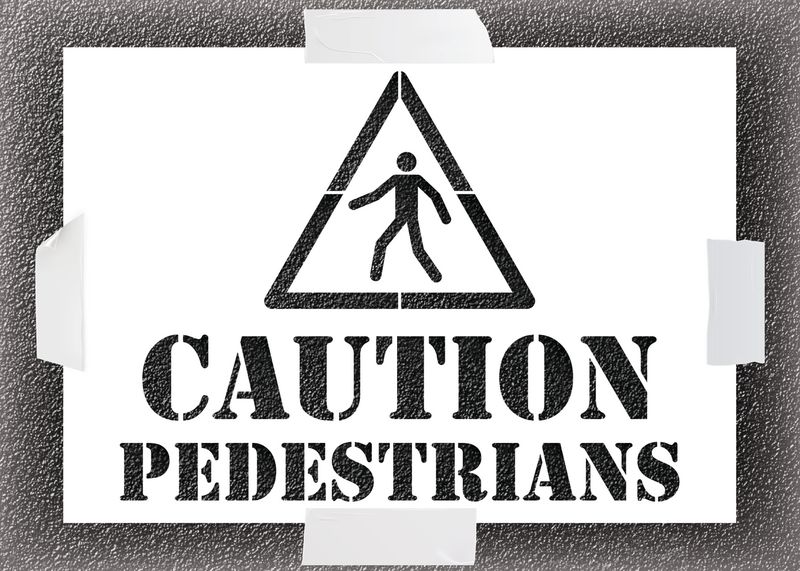 Reusable Stencil - Caution Pedestrians