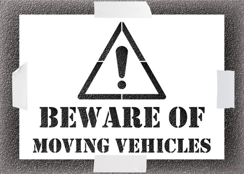 Reusable Stencil - Beware Of Moving Vehicles