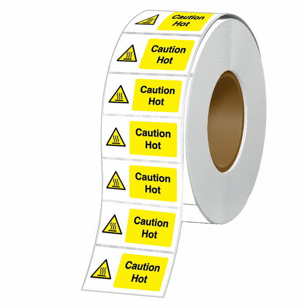 Caution Hot - Vinyl Safety Labels On-a-Roll