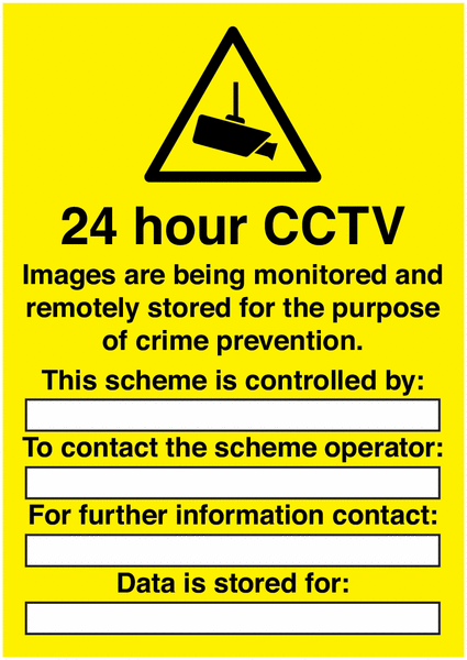 24 Hour CCTV Write On Signs