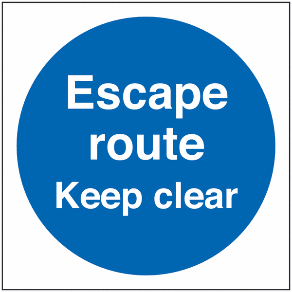Escape Route Keep Clear Self-Adhesive Vinyl Single Signs