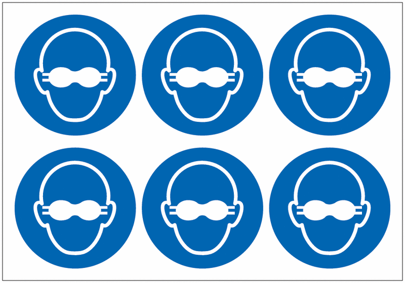 Opaque Eye Protection Symbol Sheet of Vinyl Labels