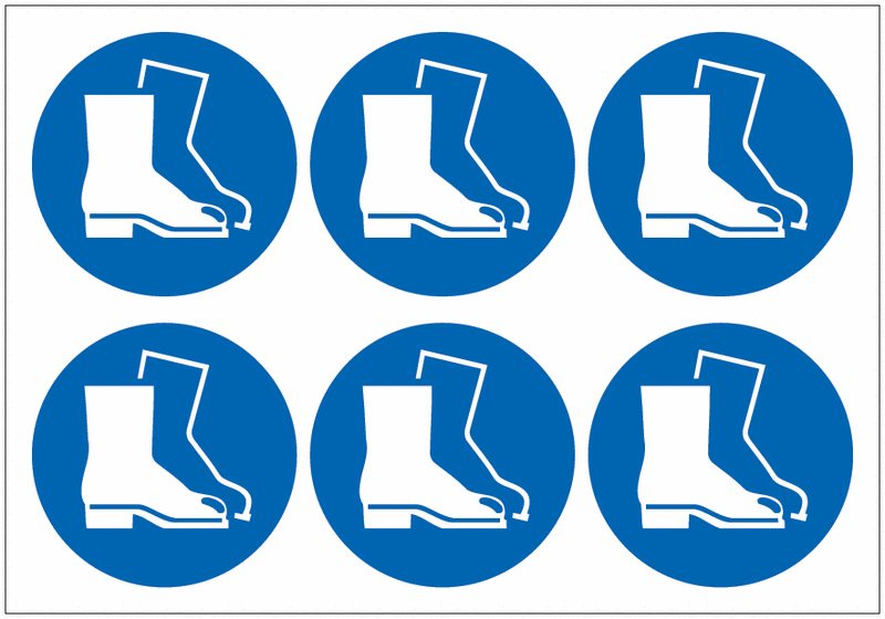 Wear Safety Footwear Symbol Sheet of Vinyl Labels