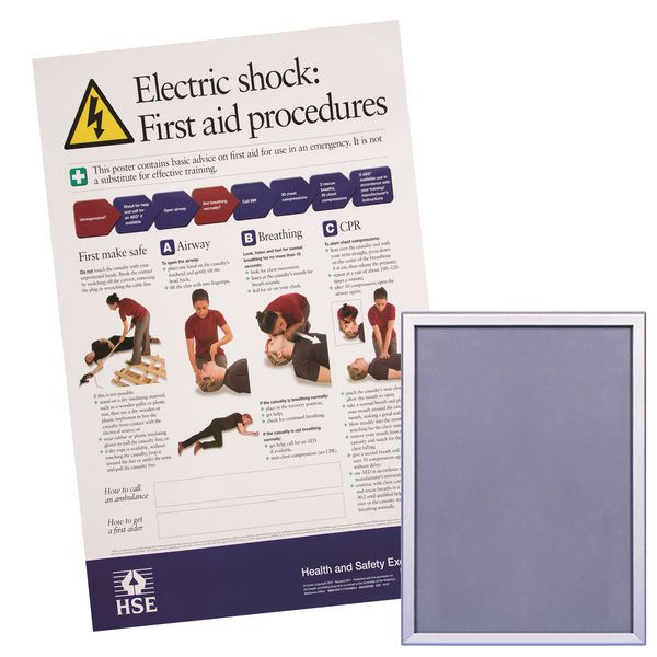 Snap Frame & HSE First Aid For Electric Shock Poster Bundle
