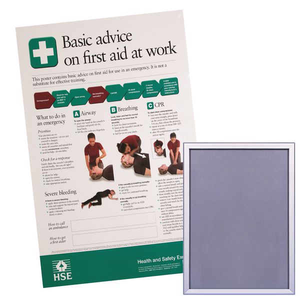 Snap Frame & HSE First Aid Basic Advice Poster Bundle