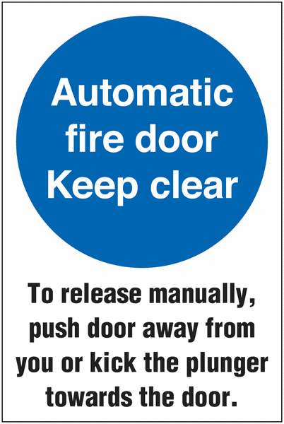 Fire Door Safety Release Signs