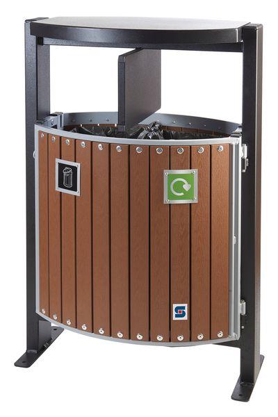 Ajax Outdoor Two Compartment Natural Recycling & Waste Bin