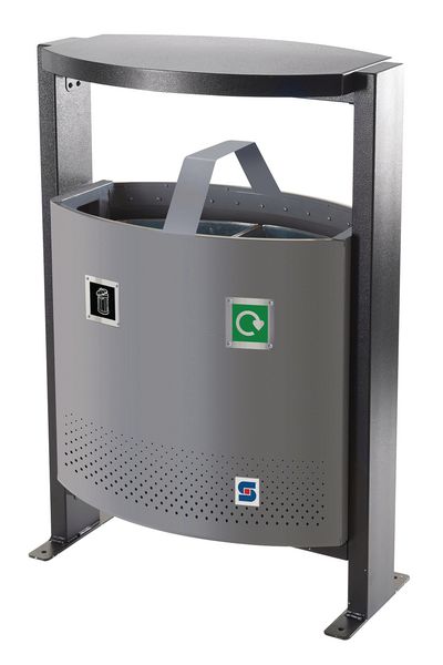 Achilles Outdoor Two Compartment Metal Recycling & Waste Bin